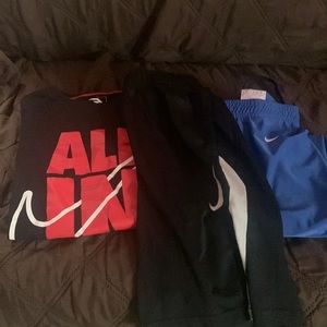 Nike shirt ,driweave Nike stretch pants and Nike shorts